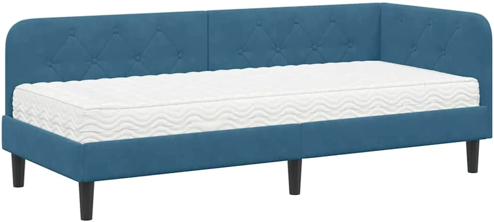 Lova Kampinė lovos konstrukcija Mėlyna 80 x 200 cm Aksomas
