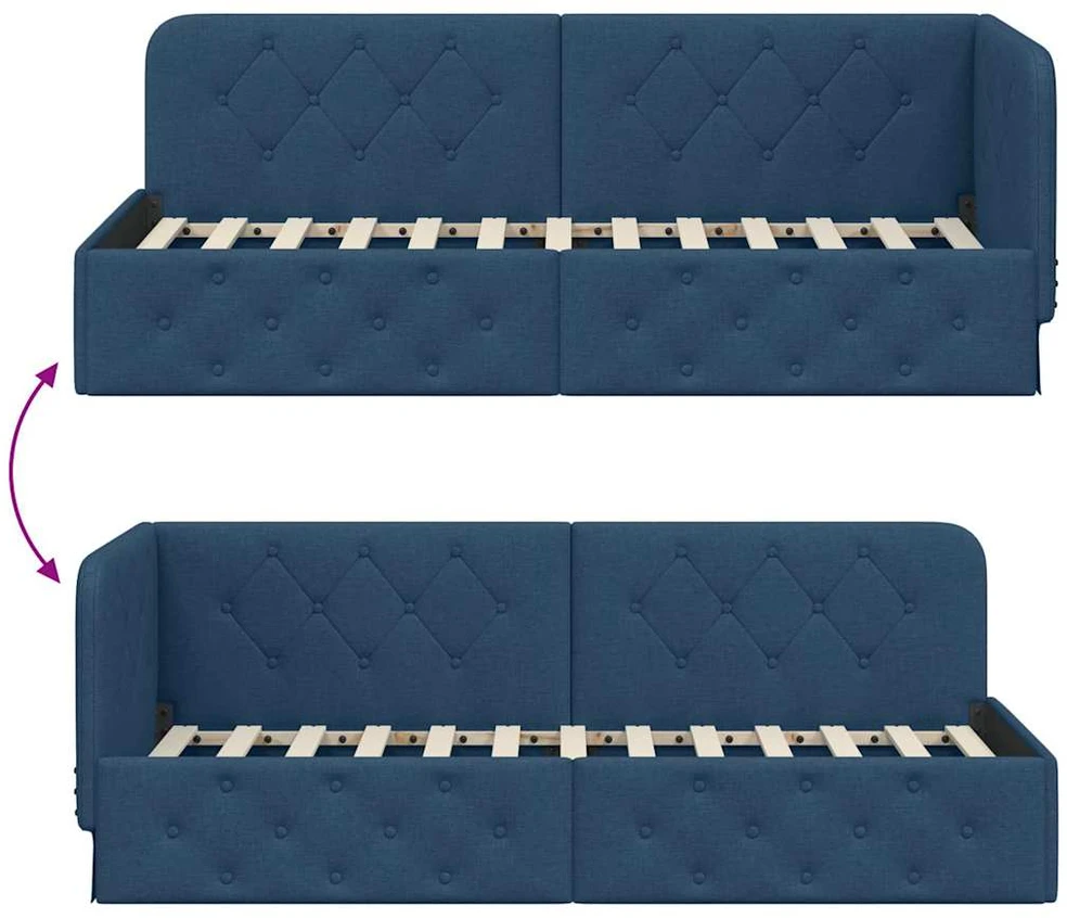 Lova Kampinė lovos konstrukcija Mėlyna 80 x 200 cm audinys