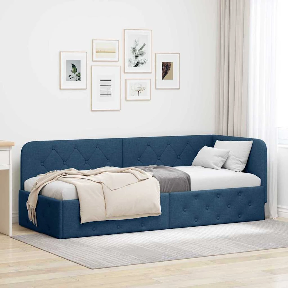 Lova Kampinė lovos konstrukcija Mėlyna 80 x 200 cm audinys