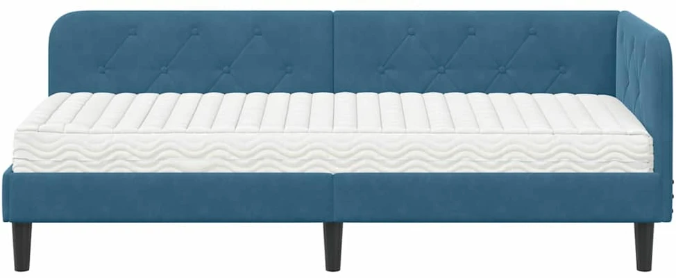 Lova Kampinė lovos konstrukcija Mėlyna 80 x 200 cm Aksomas
