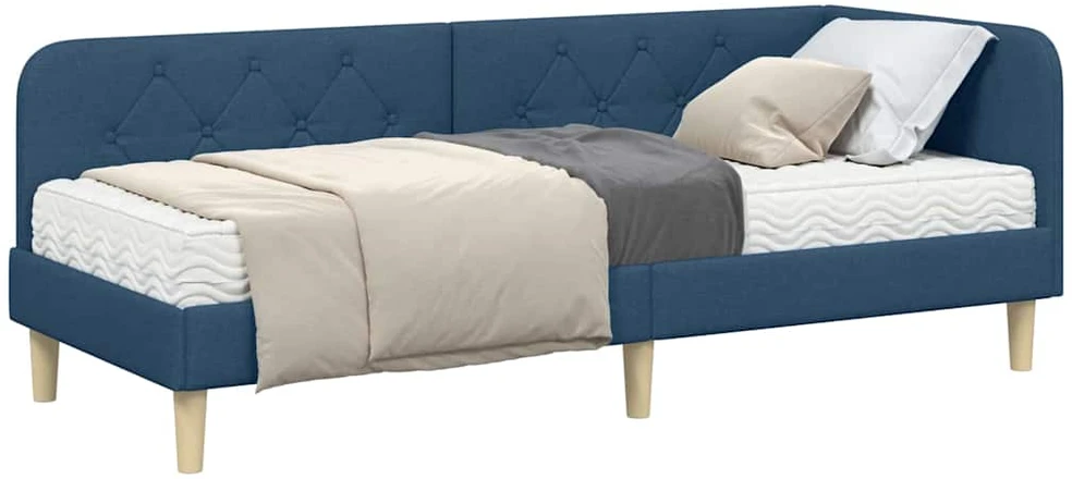 Lova Kampinė lovos konstrukcija Mėlyna 80 x 200 cm audinys