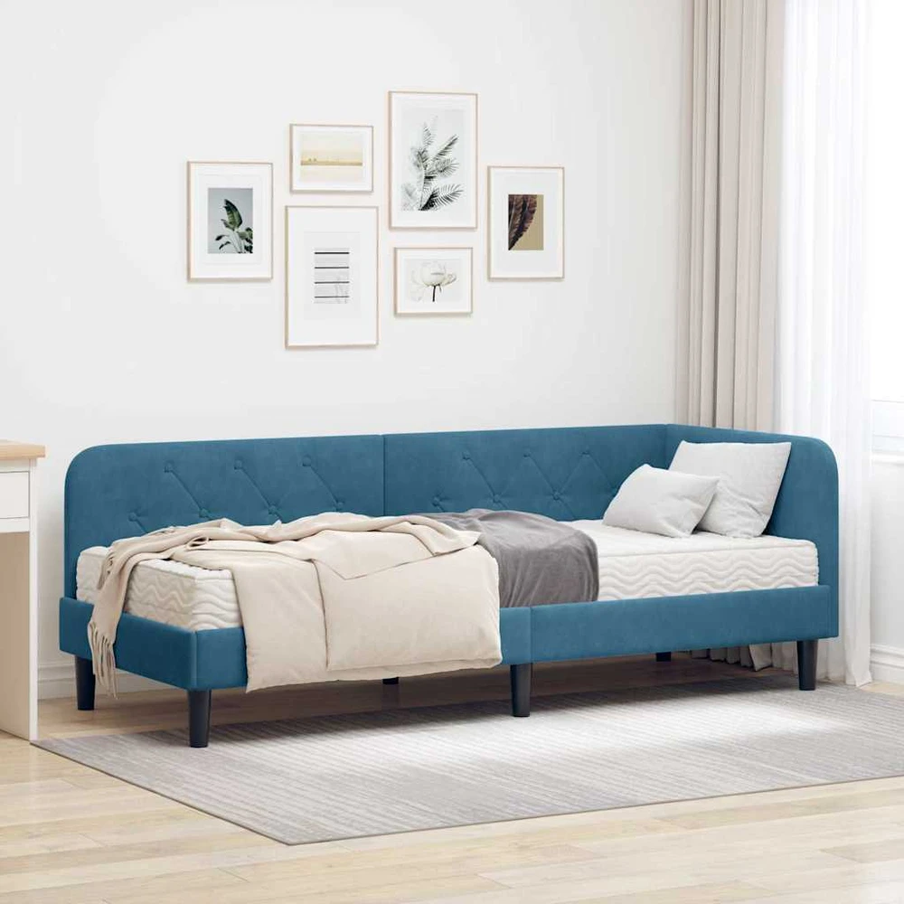 Lova Kampinė lovos konstrukcija Mėlyna 80 x 200 cm Aksomas