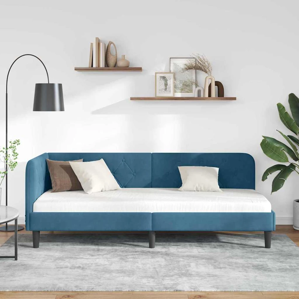 Lova Kampinė lovos konstrukcija Mėlyna 80 x 200 cm Aksomas