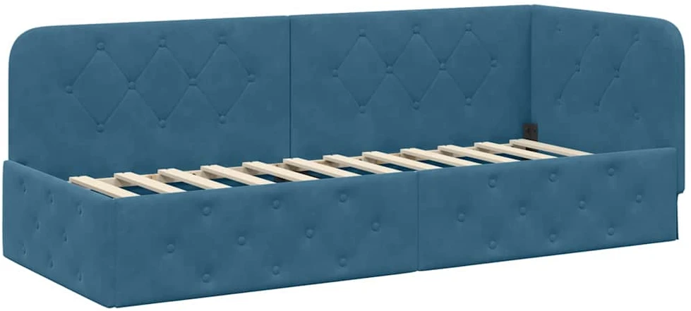 Lova Kampinė lovos konstrukcija Mėlyna 80 x 200 cm Aksomas
