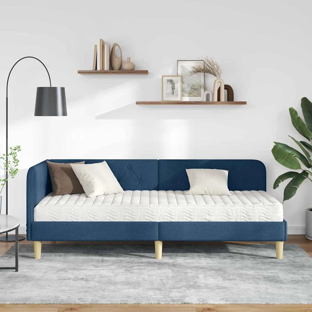 Lova Kampinė lovos konstrukcija Mėlyna 80 x 200 cm audinys