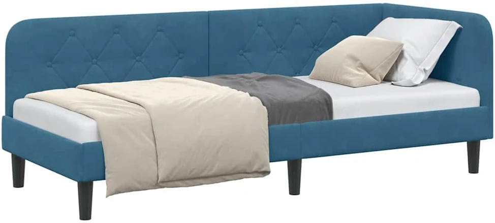 Lova Kampinė lovos konstrukcija Mėlyna 80 x 200 cm Aksomas