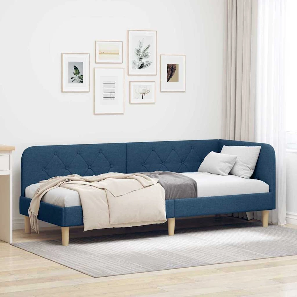 Lova Kampinė lovos konstrukcija Mėlyna 80 x 200 cm audinys
