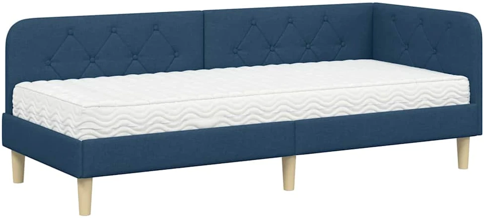 Lova Kampinė lovos konstrukcija Mėlyna 80 x 200 cm audinys