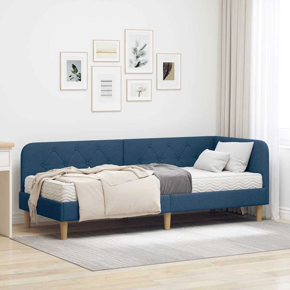 Lova Kampinė lovos konstrukcija Mėlyna 80 x 200 cm audinys