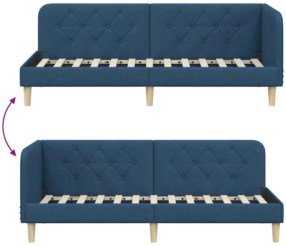 Lova Kampinė lovos konstrukcija Mėlyna 80 x 200 cm audinys