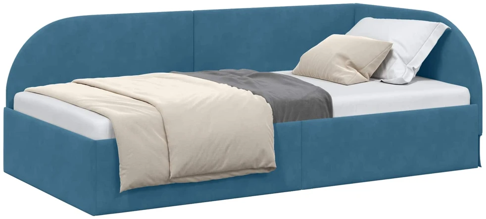 Lova Kampinė lovos konstrukcija Mėlyna 90 cm x 200 cm Aksomas