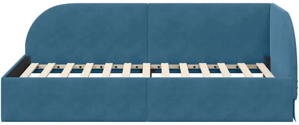 Lova Kampinė lovos konstrukcija Mėlyna 90 cm x 200 cm Aksomas