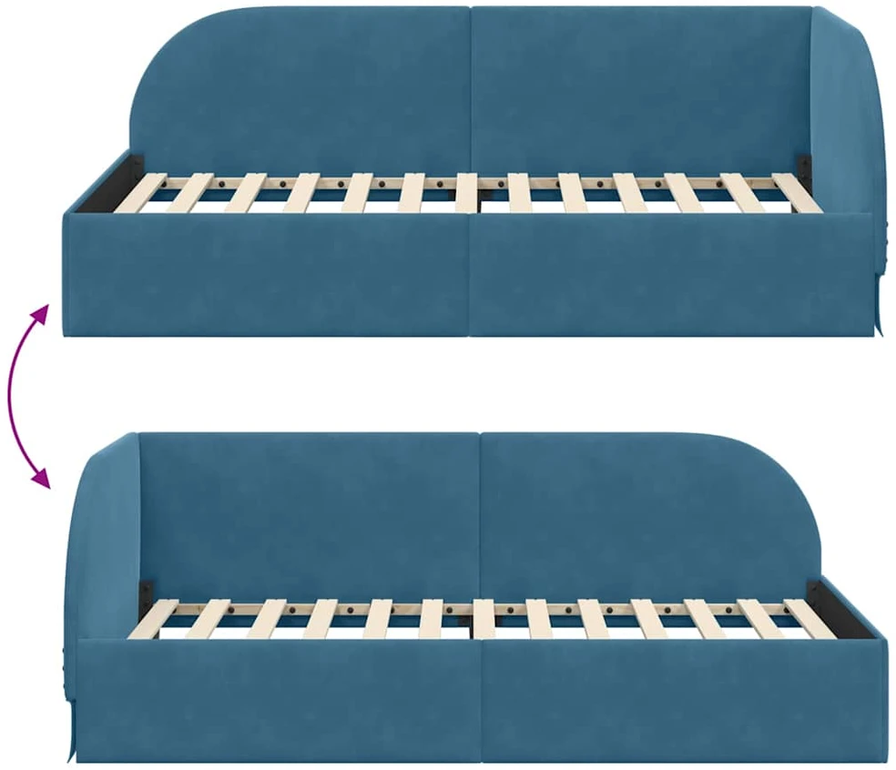 Lova Kampinė lovos konstrukcija Mėlyna 90 cm x 200 cm Aksomas