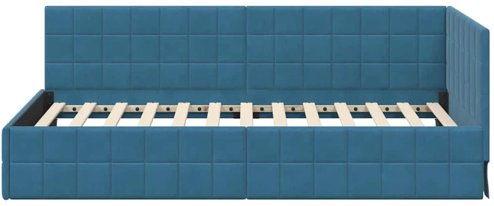 Lova Kampinė lovos konstrukcija Mėlyna 90 cm x 200 cm Aksomas