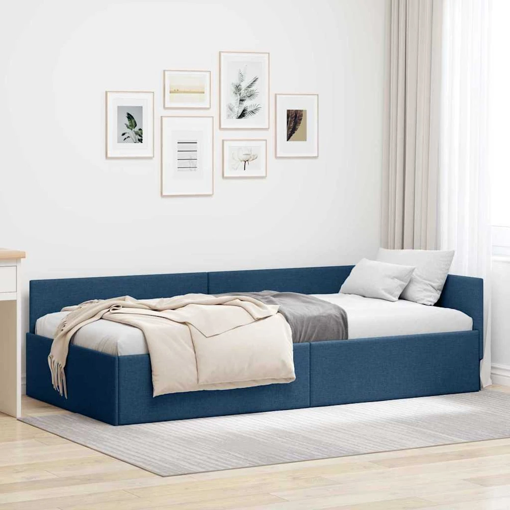 Lova Kampinė lovos konstrukcija Mėlyna 90 cm x 190 cm audinys