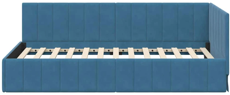 Lova Kampinė lovos konstrukcija Mėlyna 90 cm x 190 cm Aksomas