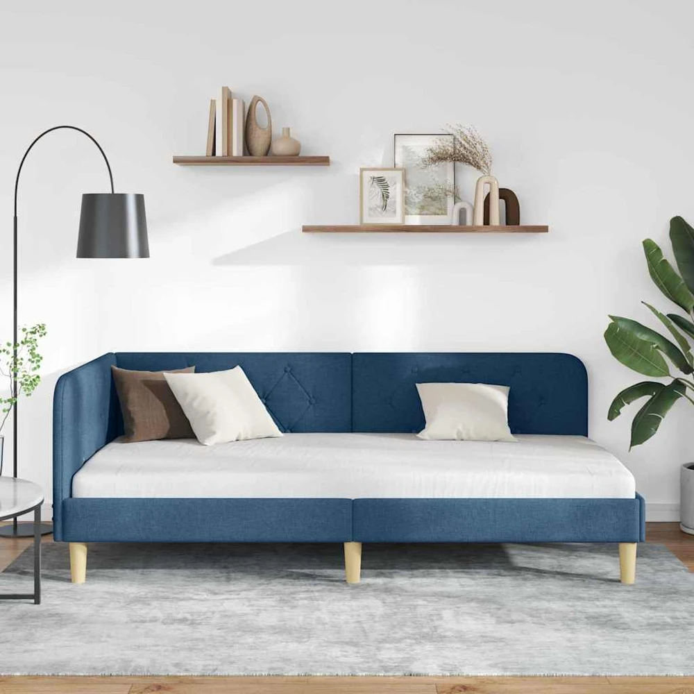 Lova Kampinė lovos konstrukcija Mėlyna 90 x 190 cm audinys