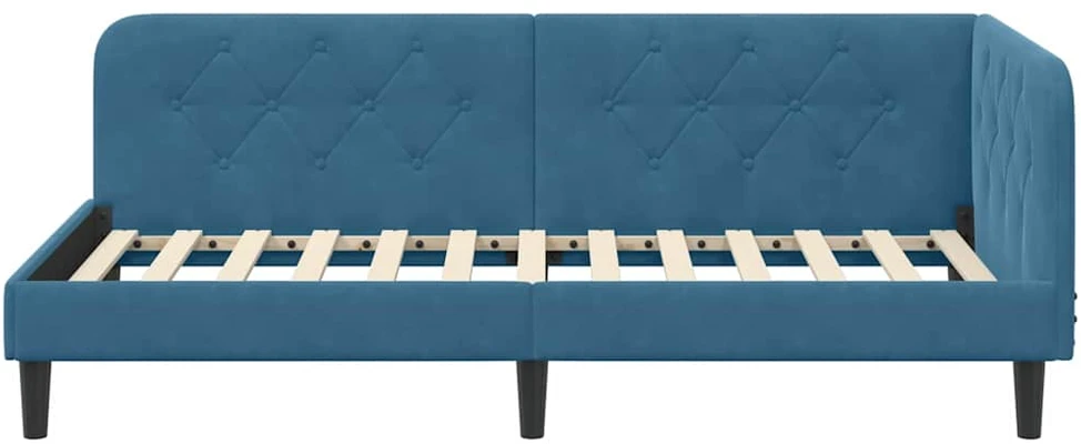 Lova Kampinė lovos konstrukcija Mėlyna 90 x 190 cm Aksomas