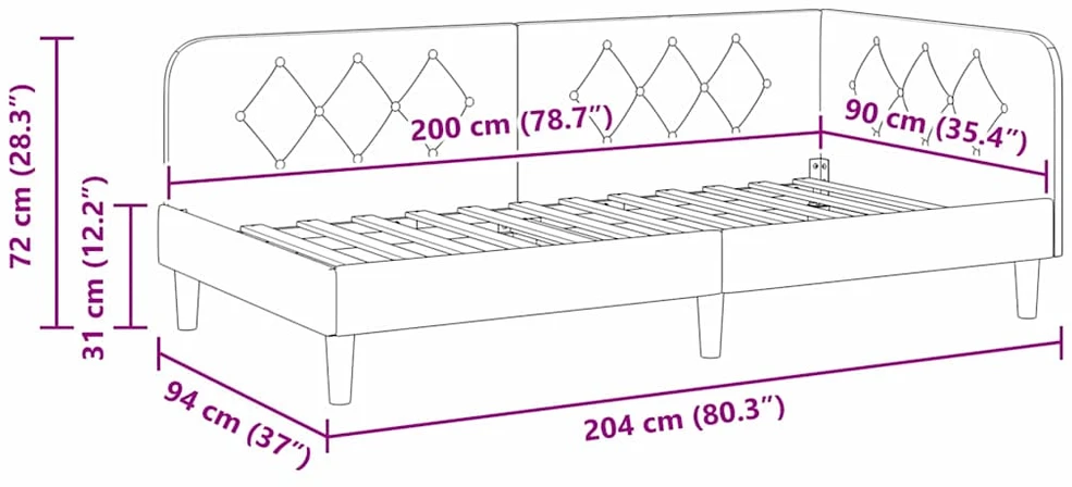 Lova Kampinė lovos konstrukcija Mėlyna 90 x 200 cm audinys