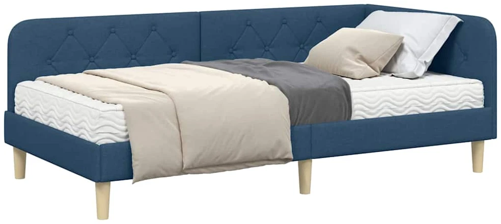 Lova Kampinė lovos konstrukcija Mėlyna 90 x 200 cm audinys