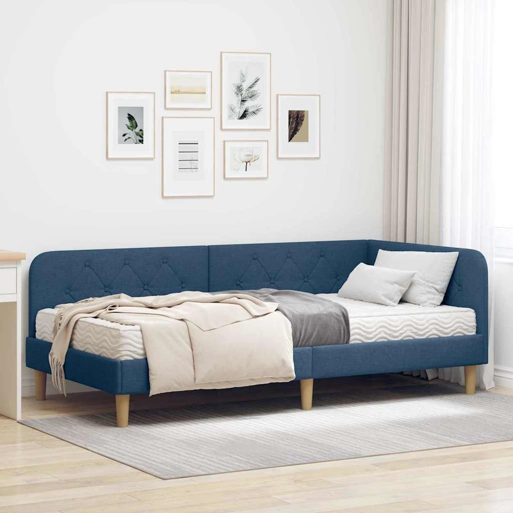 Lova Kampinė lovos konstrukcija Mėlyna 90 x 200 cm audinys