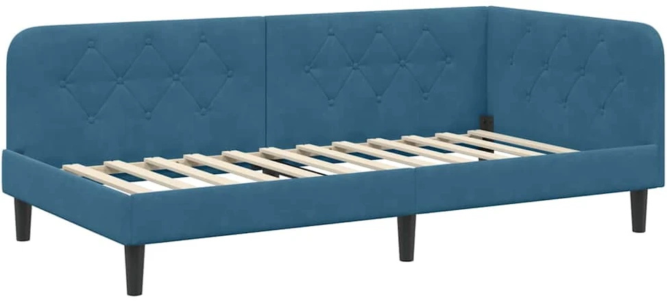Lova Kampinė lovos konstrukcija Mėlyna 90 x 200 cm Aksomas