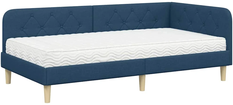 Lova Kampinė lovos konstrukcija Mėlyna 90 x 200 cm audinys