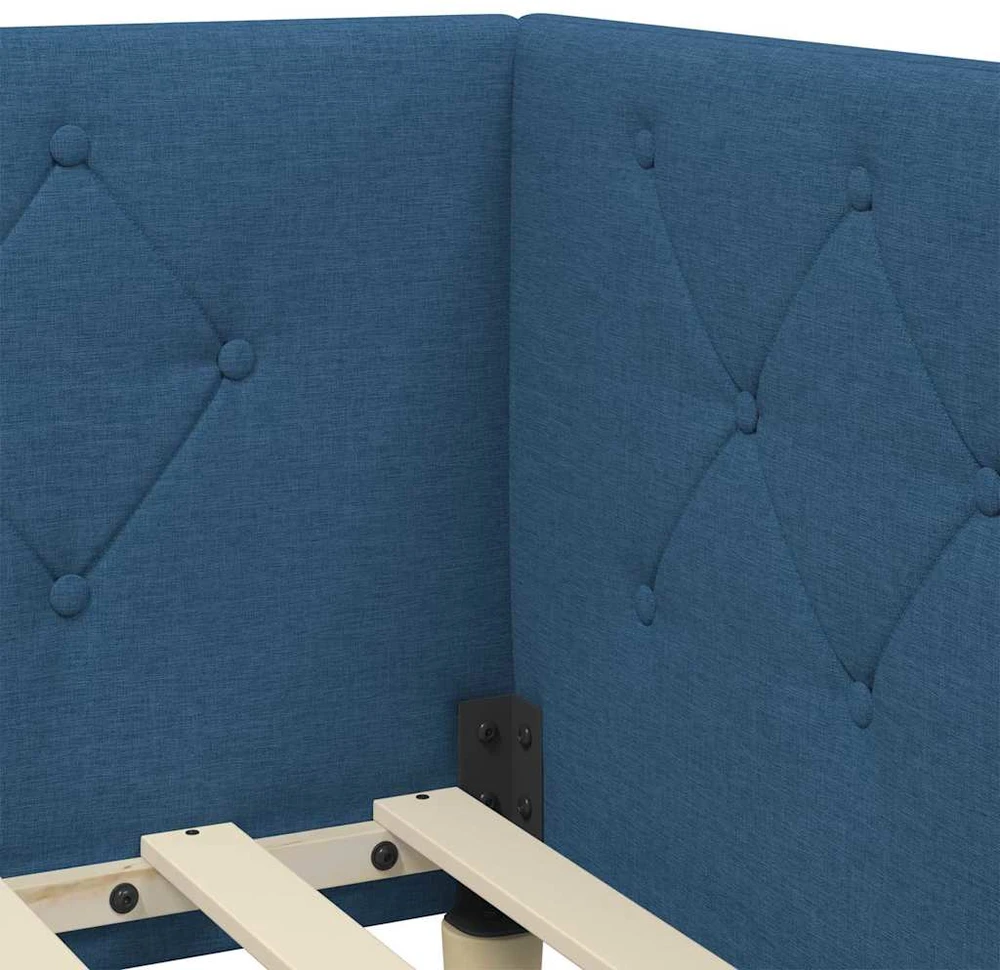 Lova Kampinė lovos konstrukcija Mėlyna 90 x 200 cm audinys