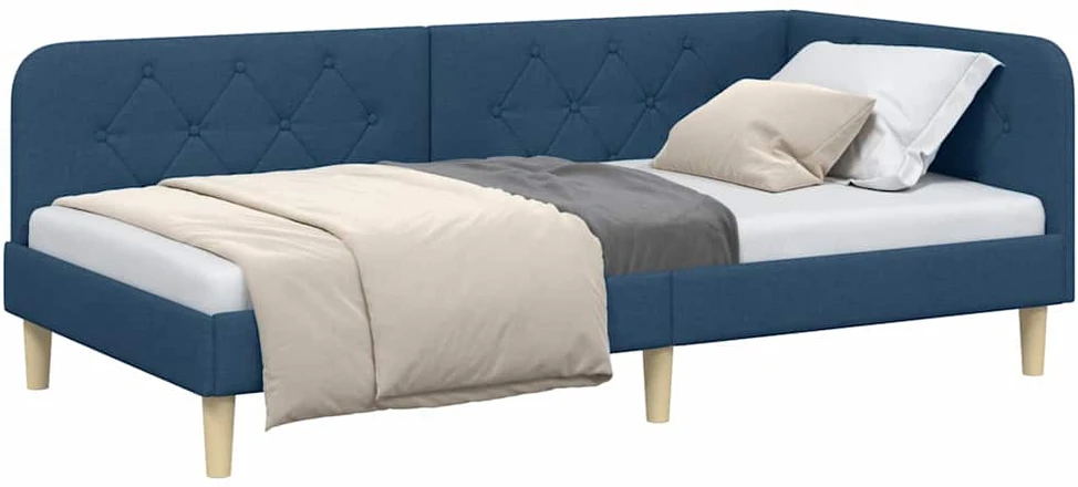 Lova Kampinė lovos konstrukcija Mėlyna 90 x 200 cm audinys