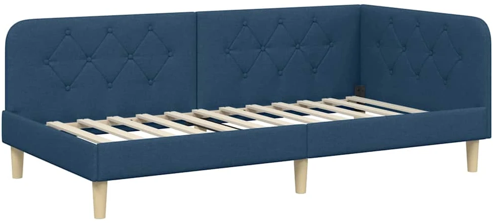 Lova Kampinė lovos konstrukcija Mėlyna 90 x 200 cm audinys