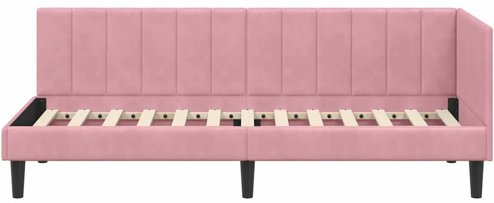 Lova Kampinė lovos konstrukcija Rožinė 80 cm x 200 cm Aksomas