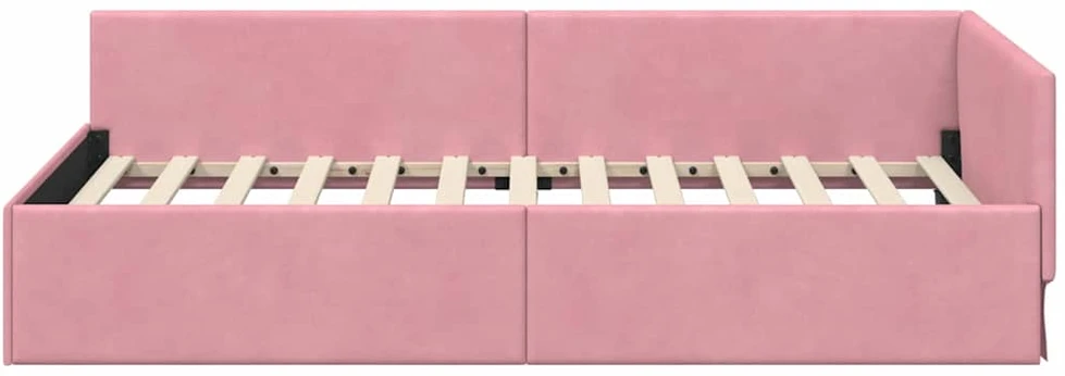 Lova Kampinė lovos konstrukcija Rožinė 80 cm x 200 cm Aksomas