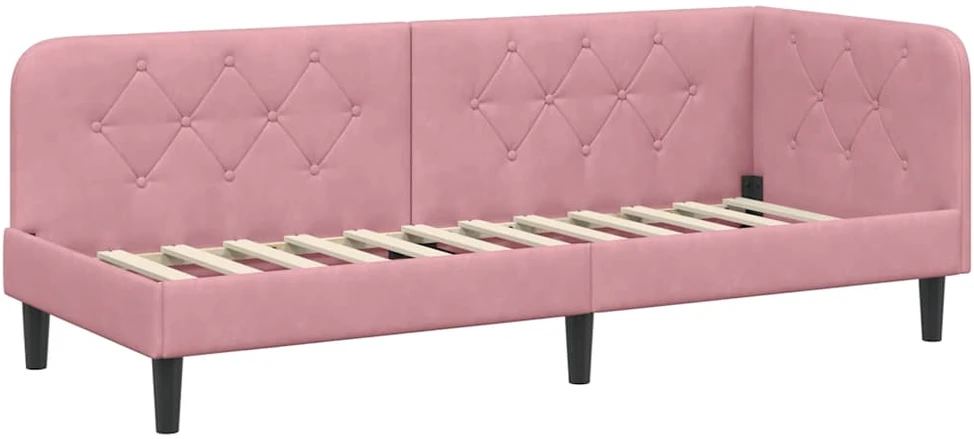 Lova Kampinė lovos konstrukcija Rožinė 80 x 200 cm Aksomas