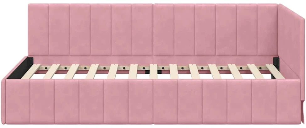 Lova Kampinė lovos konstrukcija Rožinė 90 cm x 200 cm Aksomas