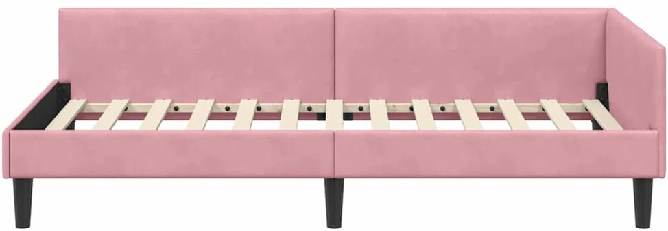 Lova Kampinė lovos konstrukcija Rožinė 90 cm x 200 cm Aksomas