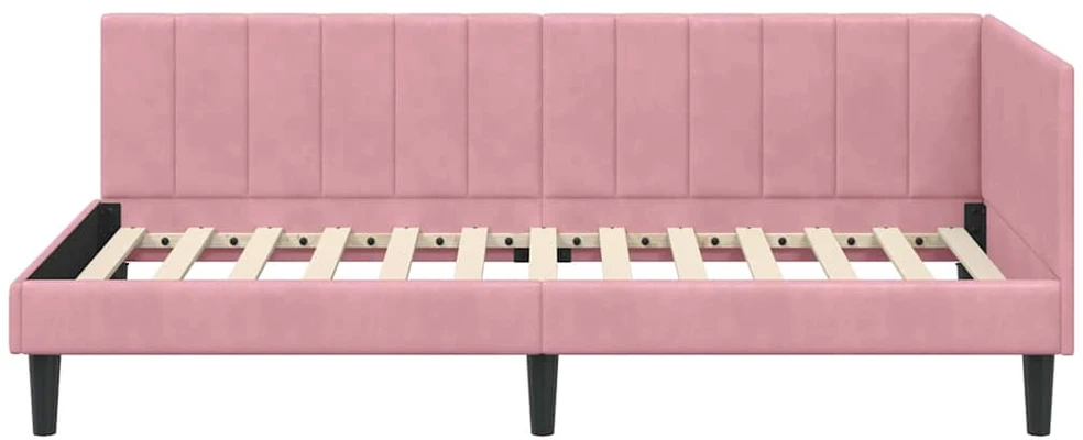 Lova Kampinė lovos konstrukcija Rožinė 90 cm x 200 cm Aksomas