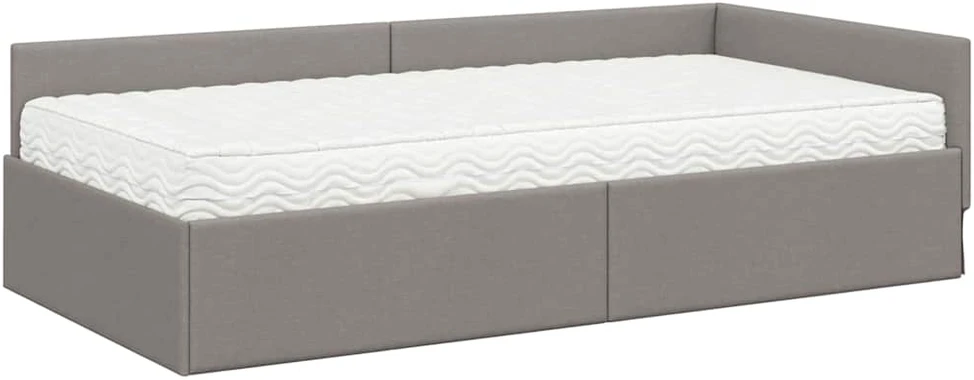 Lova Kampinė lovos konstrukcija su čiužiniu Kita 2 pcs Taupe audinys