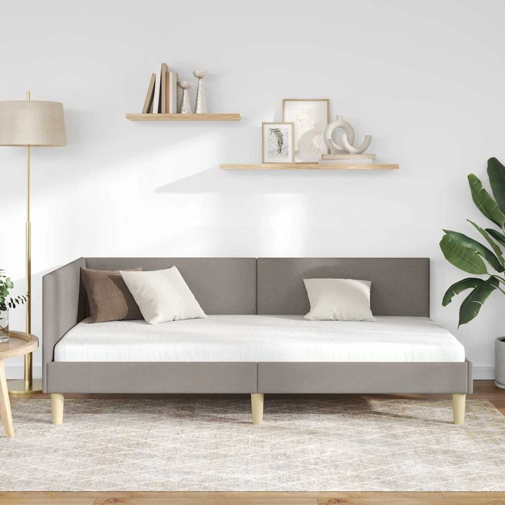 Lova Kampinė lovos konstrukcija su galvūgalio Taupe 90 cm x 190 cm