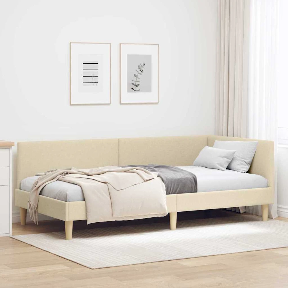 Lova Kampinė lovos konstrukcija su galvūgalio Kreminė 90 cm x 200 cm