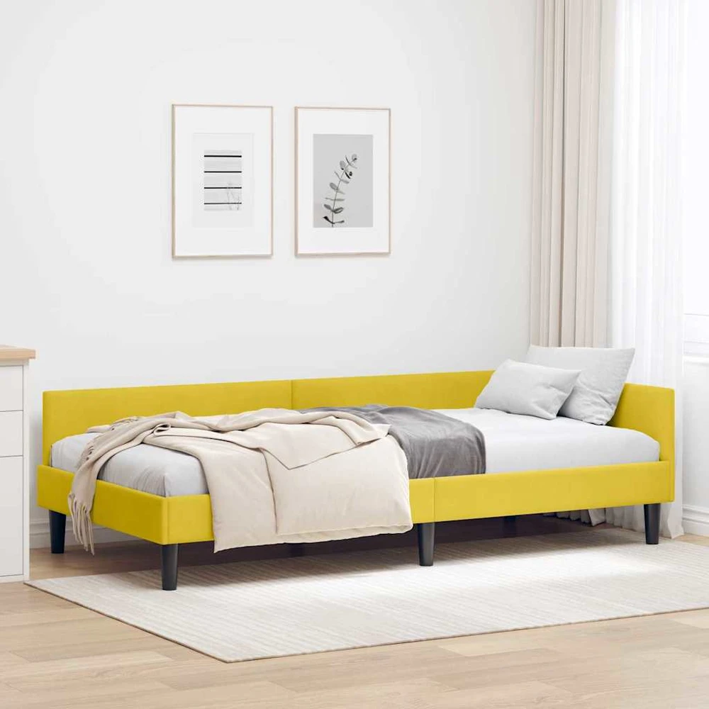 Lova Kampinė lovos konstrukcija Geltona 90 cm x 190 cm Aksomas