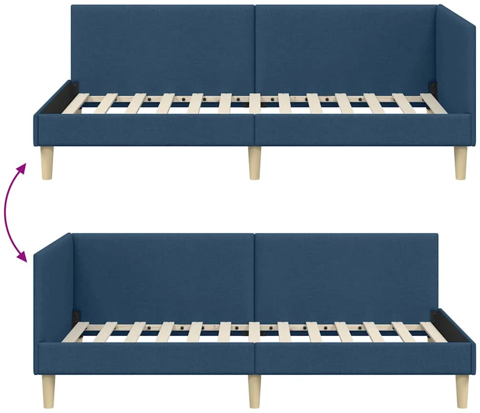 Lova Kampinė lovos konstrukcija su galvūgalio Mėlyna 90 cm x 200 cm