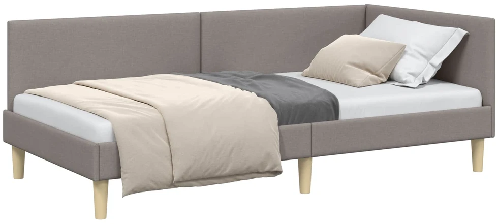 Lova Kampinė lovos konstrukcija su galvūgalio Taupe 90 cm x 190 cm