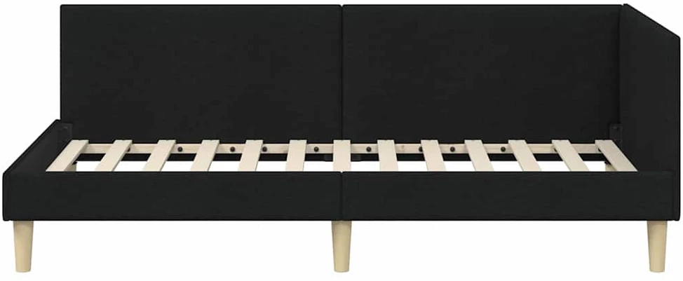 Lova Kampinė lovos konstrukcija su galvūgalio Juodas 90 cm x 200 cm