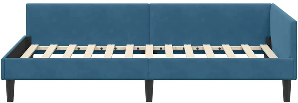 Lova Kampinė lovos konstrukcija Mėlyna 80 cm x 200 cm Aksomas