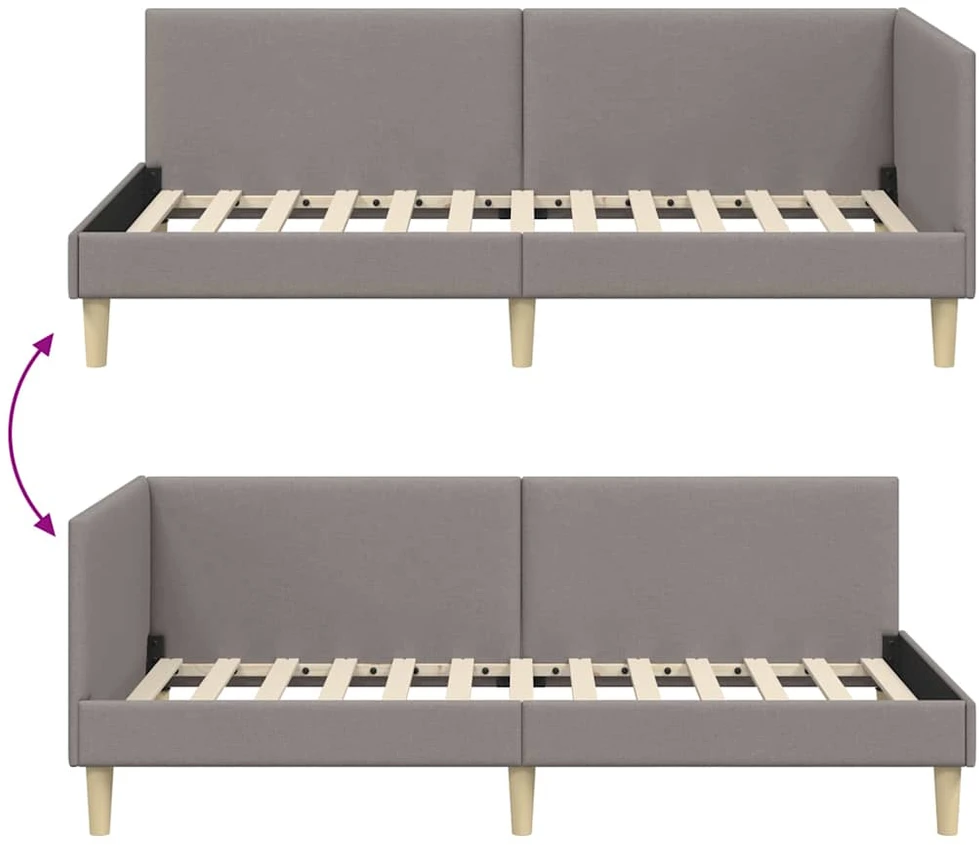 Lova Kampinė lovos konstrukcija su galvūgalio Taupe 90 cm x 190 cm