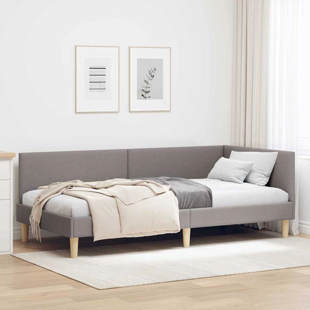 Lova Kampinė lovos konstrukcija su galvūgalio Taupe 90 cm x 190 cm