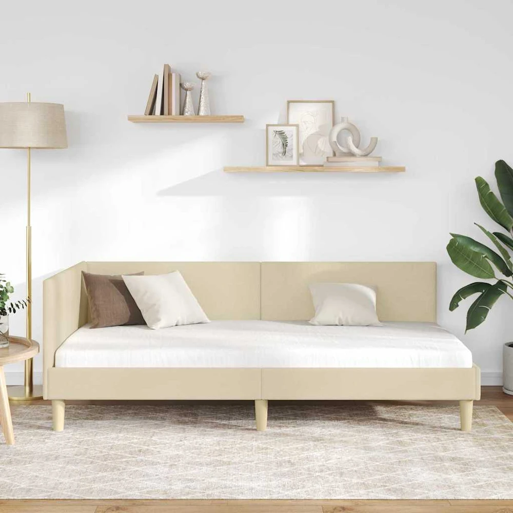 Lova Kampinė lovos konstrukcija su galvūgalio Kreminė 90 cm x 200 cm