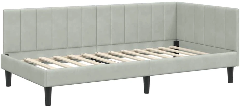 Lova Kampinė lovos konstrukcija Šviesiai pilka 90 cm x 200 cm