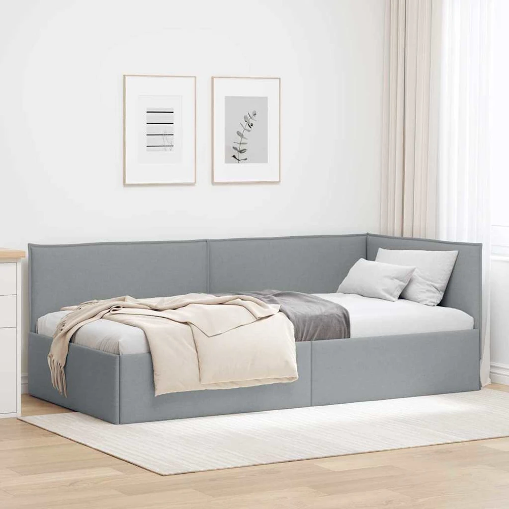 Lova Kampinė lovos konstrukcija Šviesiai pilka 80 x 200 cm audinys