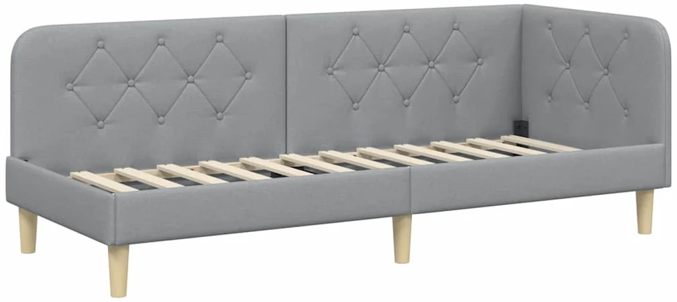 Lova Kampinė lovos konstrukcija Šviesiai pilka 80 x 200 cm audinys